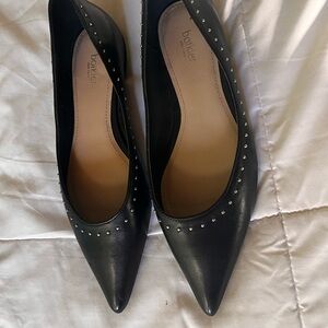 Botkier New York Pointed Leather Ballet Flats Pointy Black Studded Classy 5.5